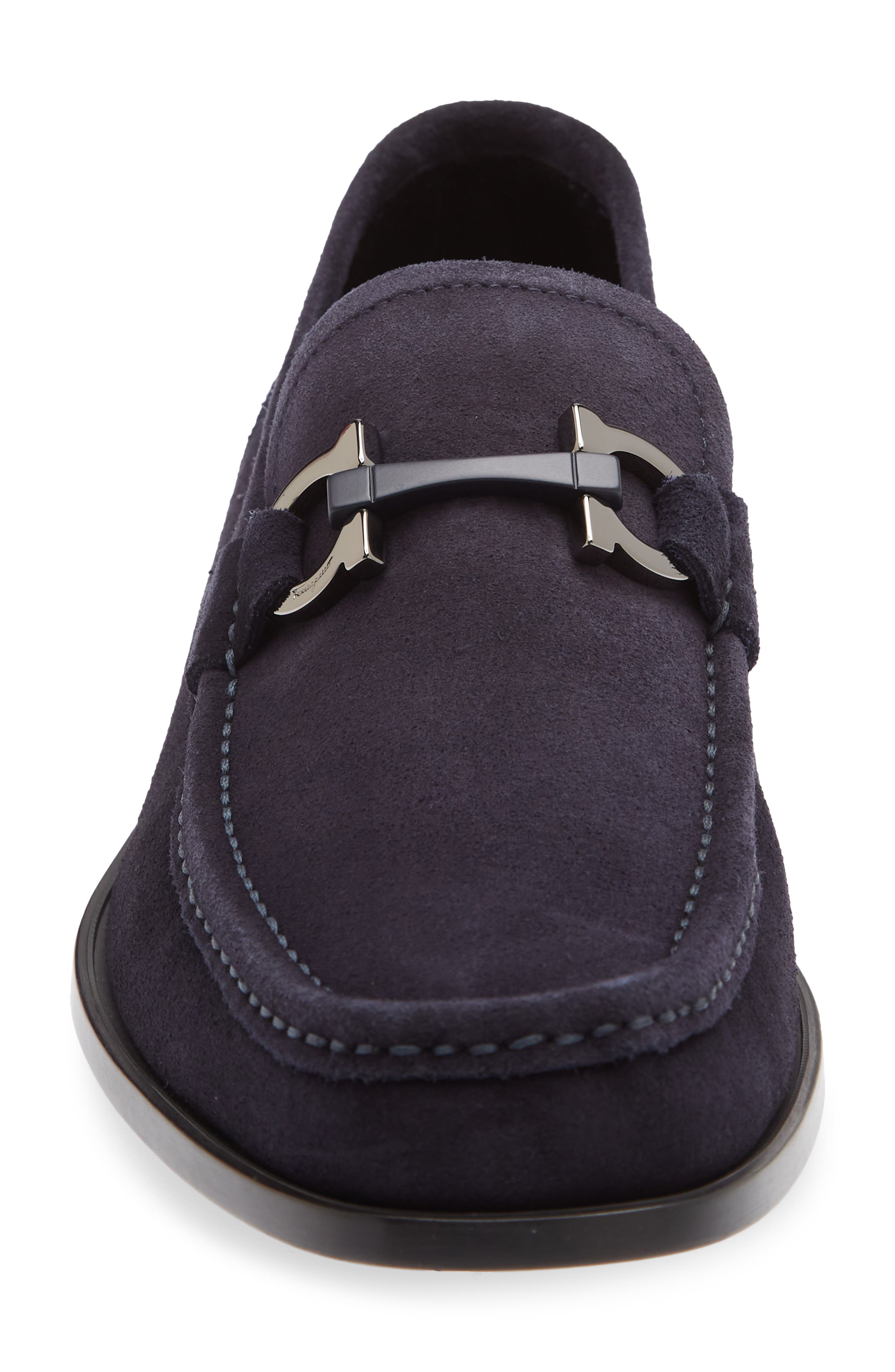 FERRAGAMO Grandioso Double Gancio Bit Loafer, Alternate, color, Navy Nero