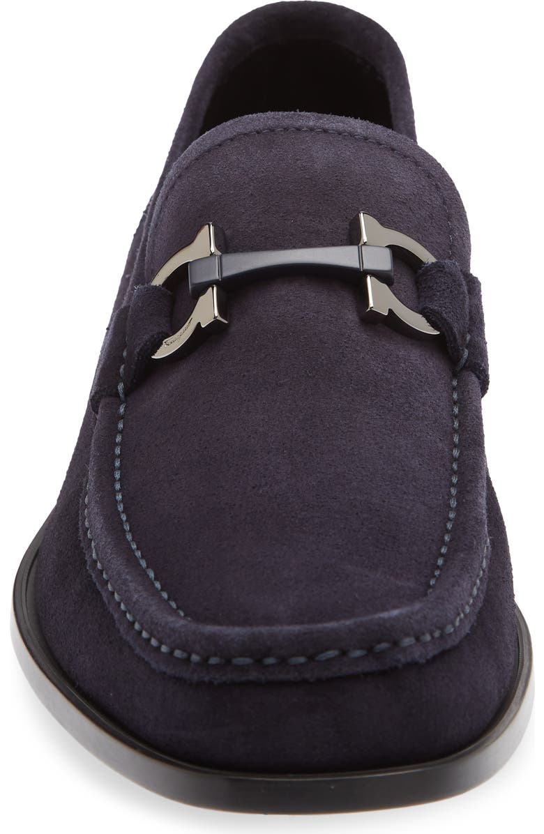 FERRAGAMO Grandioso Double Gancio Bit Loafer, Alternate, color, Navy Nero