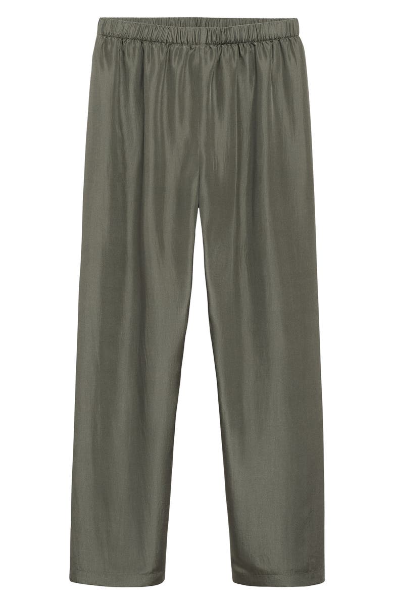 MANGO Habotai Silk Pajama Pants, Alternate, color, Forest Green
