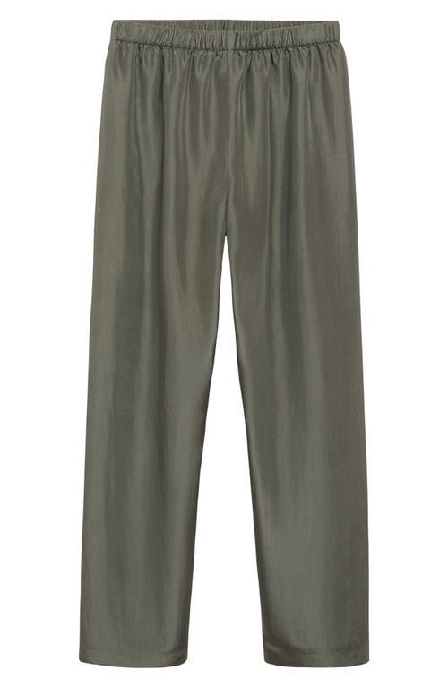 Mango Habotai Silk Pajama Pants In Green
