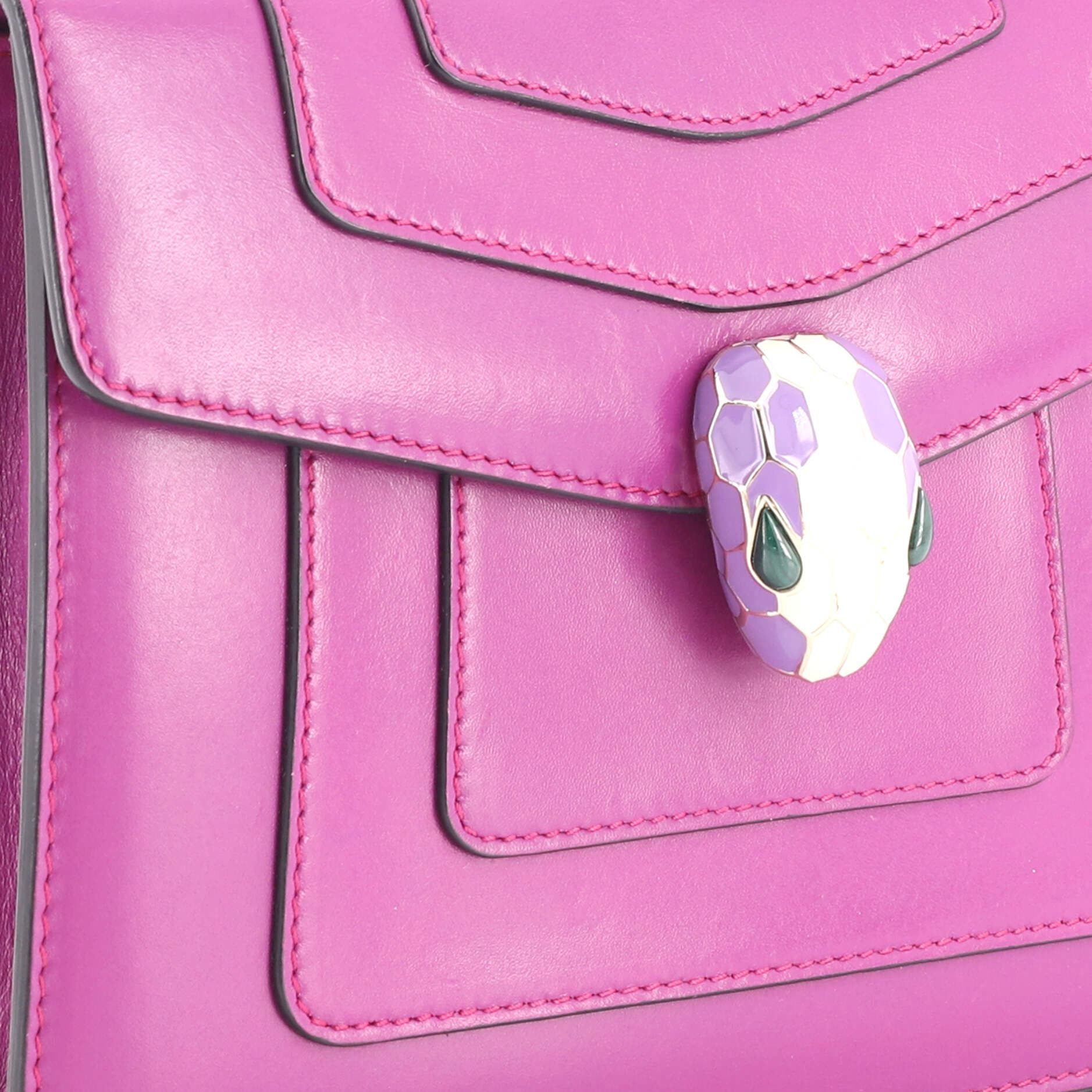 Serpenti Forever Square Shoulder Bag Leather Small, Alternate, color, Purple
