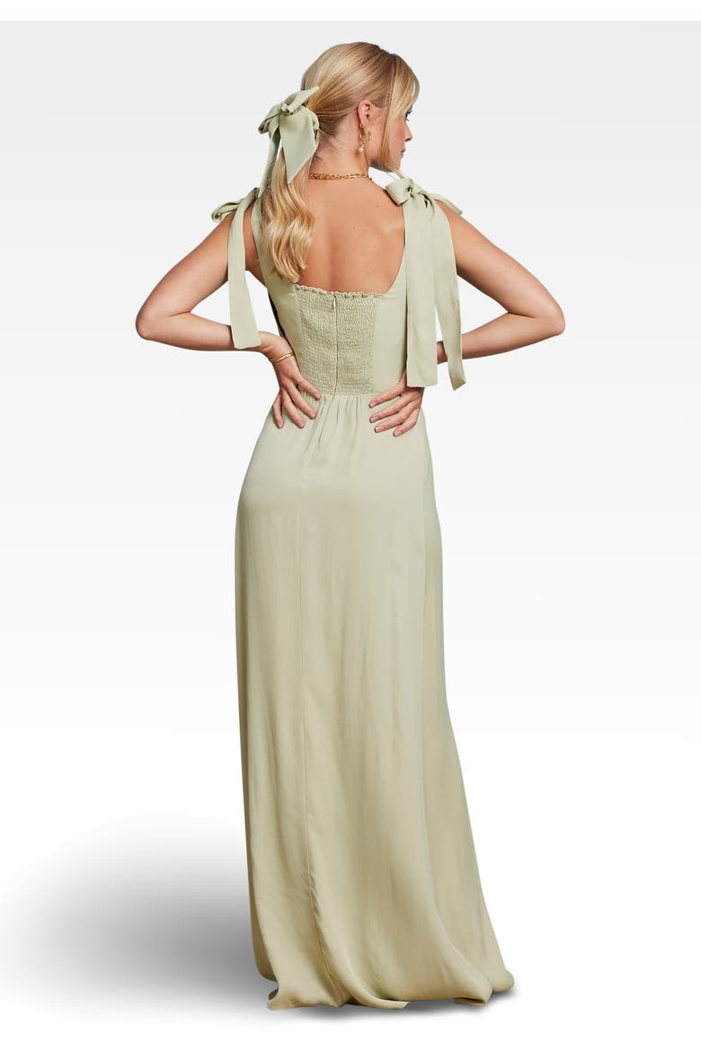 Allegra Tie Shoulder Bridesmaid Dress, Alternate, color, Sage Green