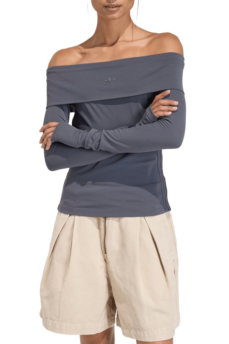 Essentials Off the Shoulder Long Sleeve Top, Main, color, UTILITY BLACK