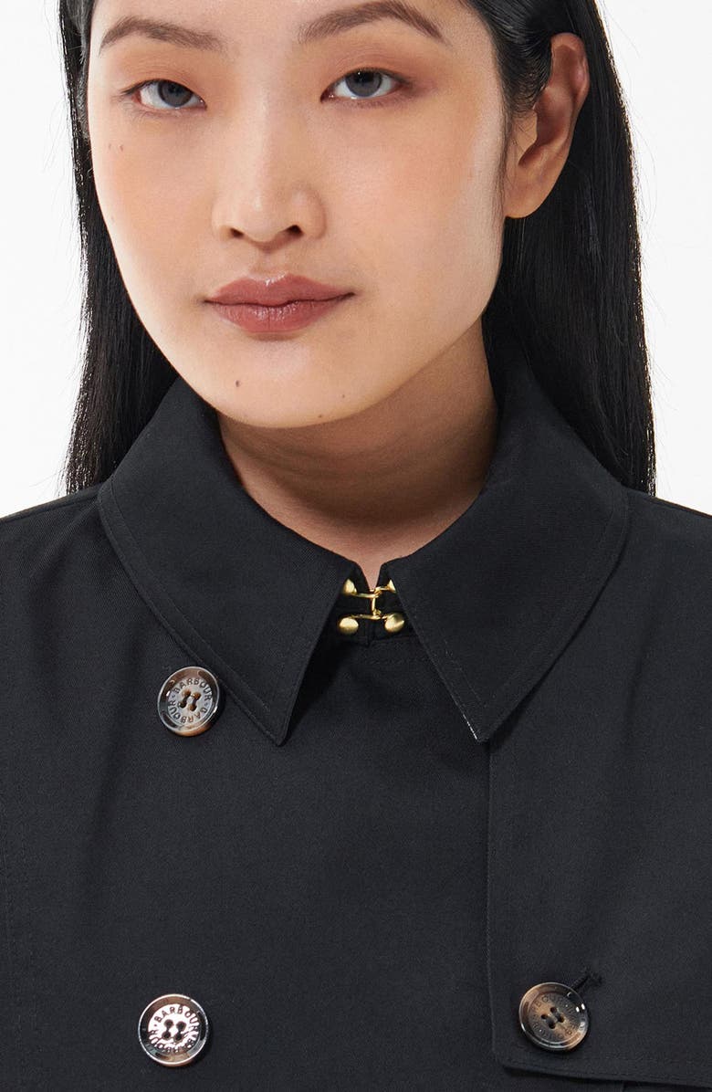 Barbour Greta Belted Water Resistant Twill Trench Coat, Alternate, color, Black/Ancient Poplar