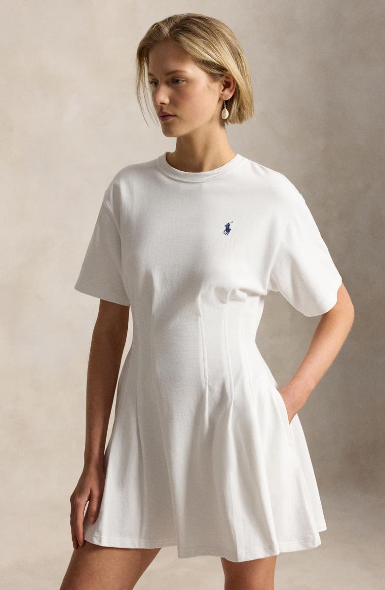 Polo Ralph Lauren Pleated Cotton Jersey T-Shirt Minidress, Alternate, color, White