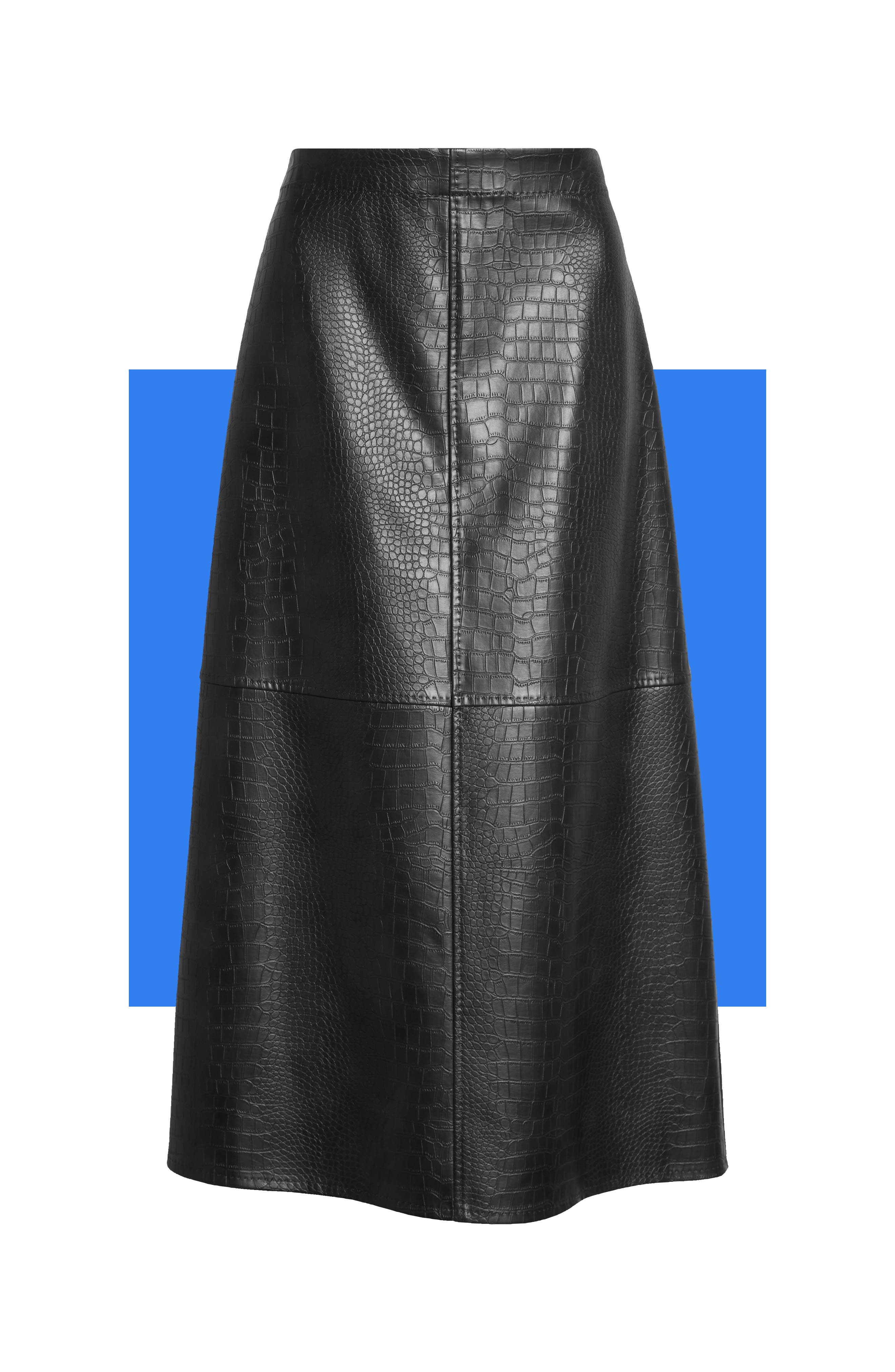 Croc-Embossed Faux Leather Pencil Skirt