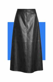 Croc-Embossed Faux Leather Pencil Skirt