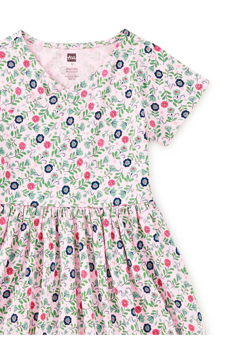 Tea Collection Short Sleeve Wrap Neck Dress, Alternate, color, 