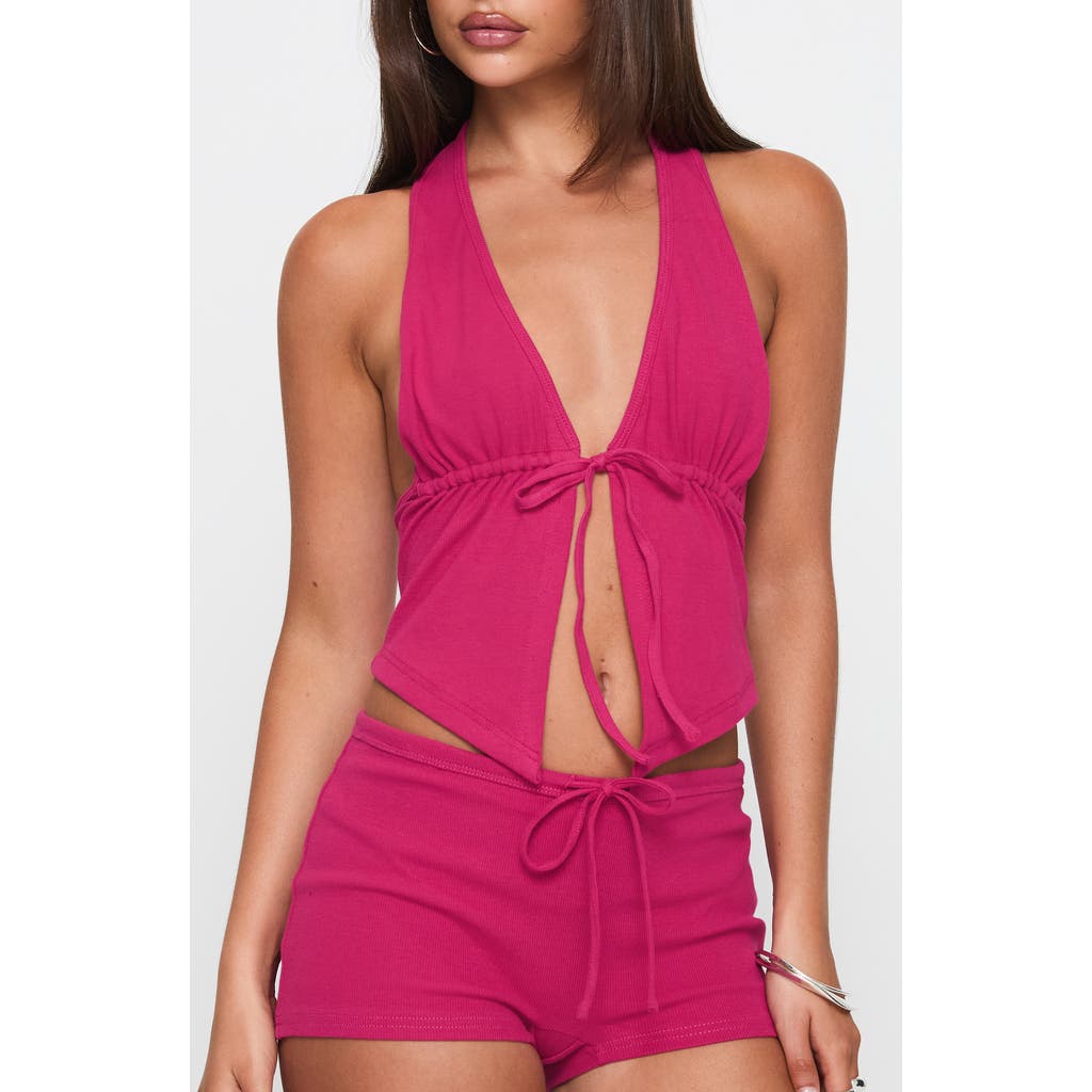 Princess Polly Obviously Tie Front Halter Top In Pink