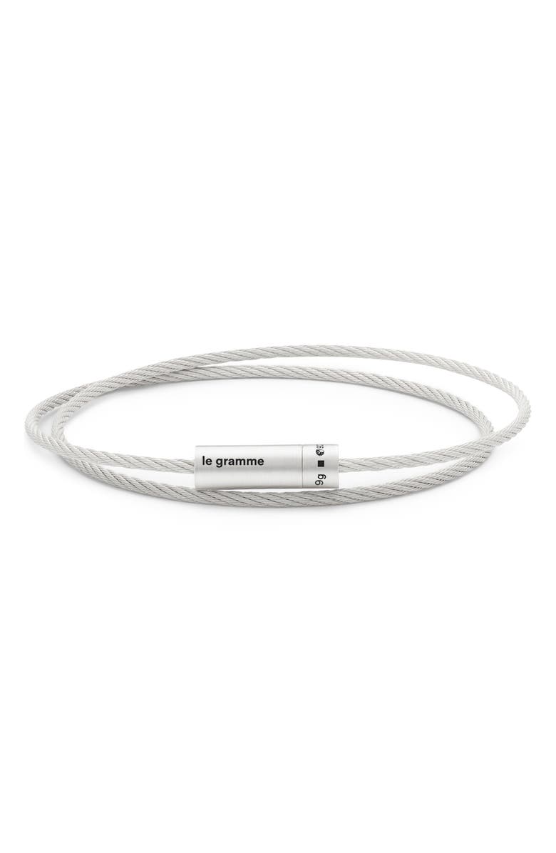le gramme Men's 9G Brushed Sterling Silver Double Cable Bracelet, Main, color, 