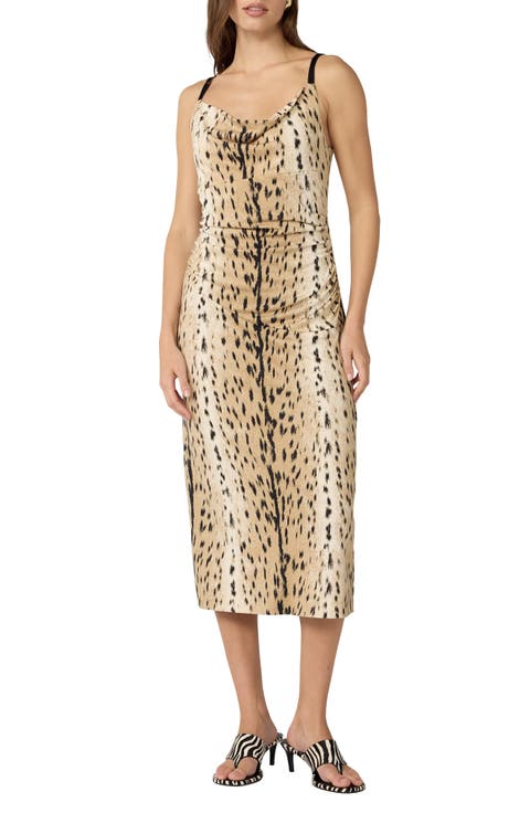 Claudi Animal Print Silk Slipdress