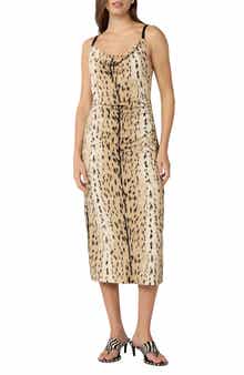 Claudi Animal Print Silk Slipdress