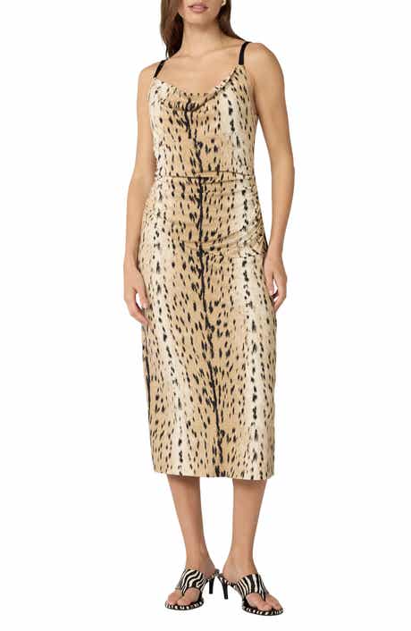 Claudi Animal Print Silk Slipdress