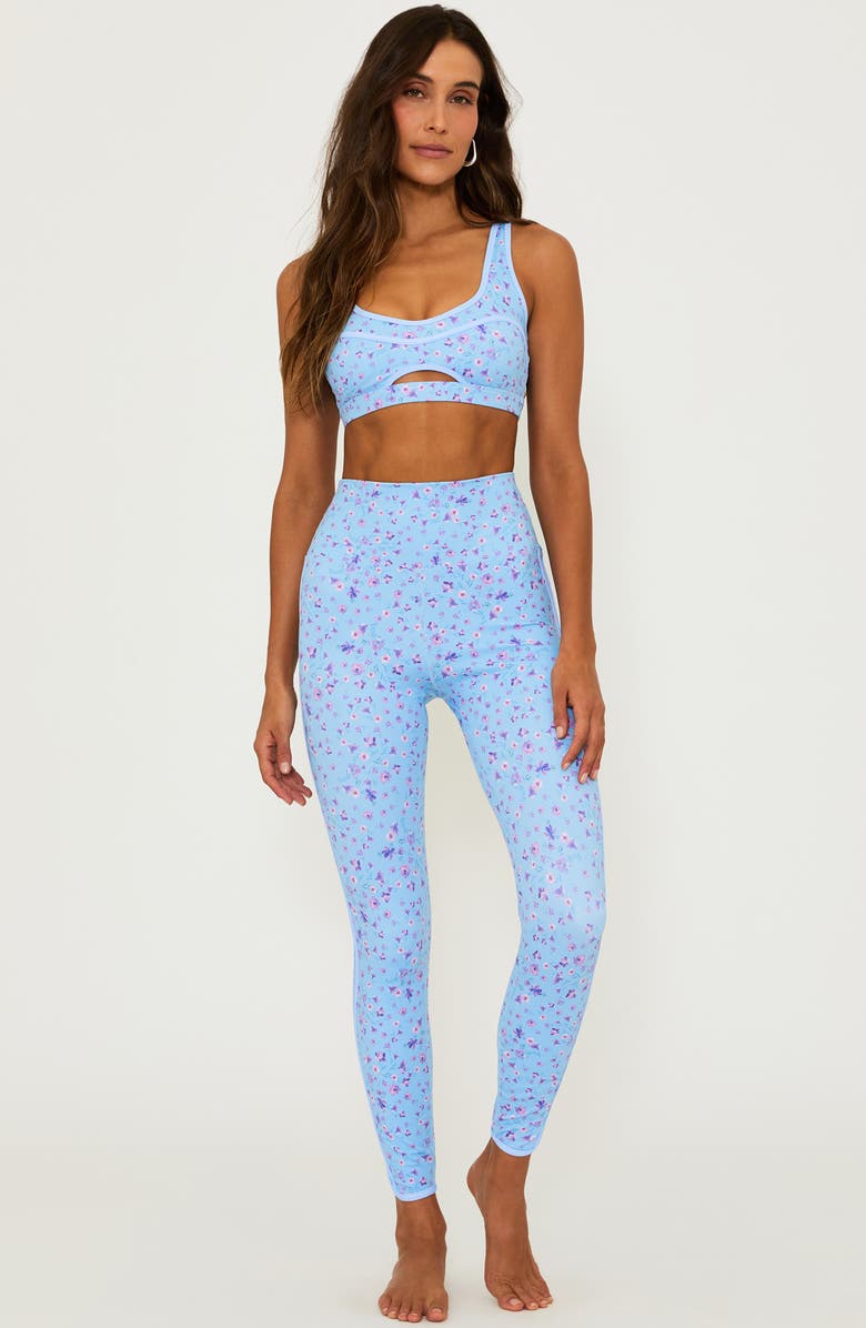 Beach Riot Nella Floral Side Stripe Ankle Leggings, Alternate, color, 