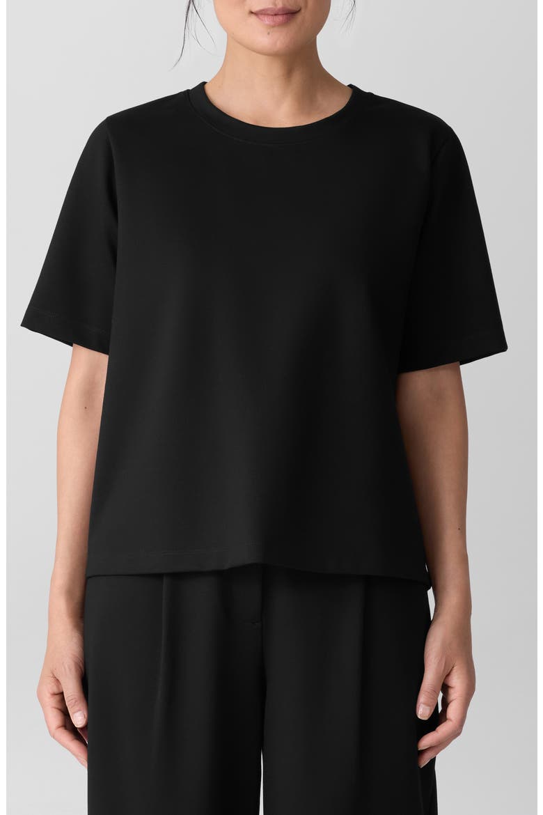 Crewneck Ponte T-Shirt, Main, color, BLACK