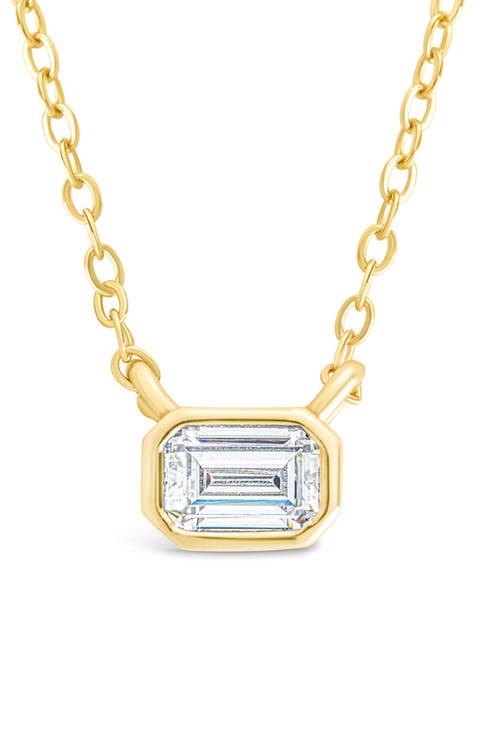 Emerald Cut Cubic Zirconia Pendant Necklace