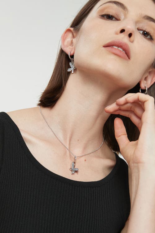 Classicharms Pavé Butterfly Pendant Necklace In Brown