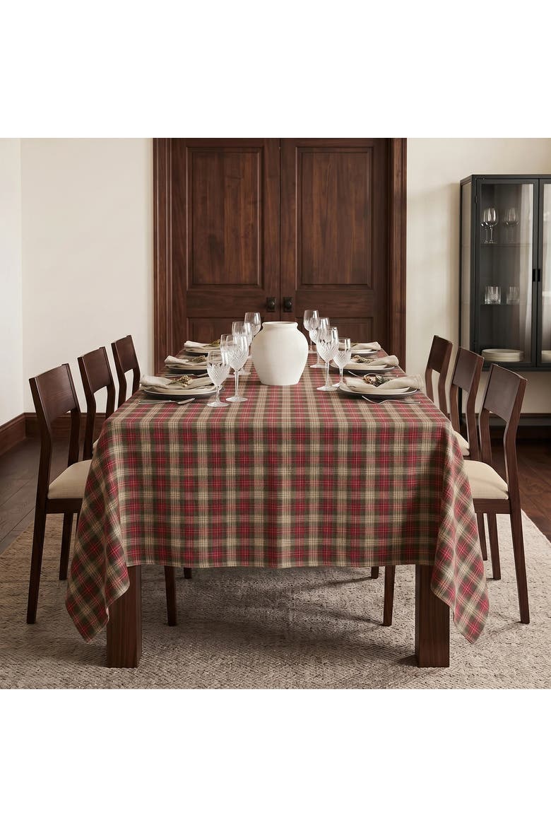 Linen Tablecloth - Hunter's Plaid, Main, color, Brown