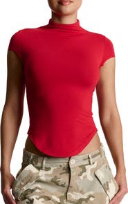 Naked Wardrobe Smooth Mock Neck Crop Top