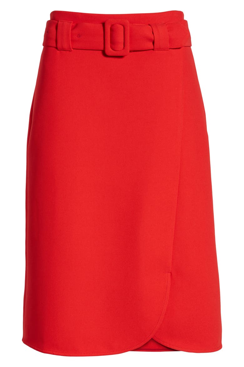 Belted Skirt, Alternate, color, RED CHINOISE