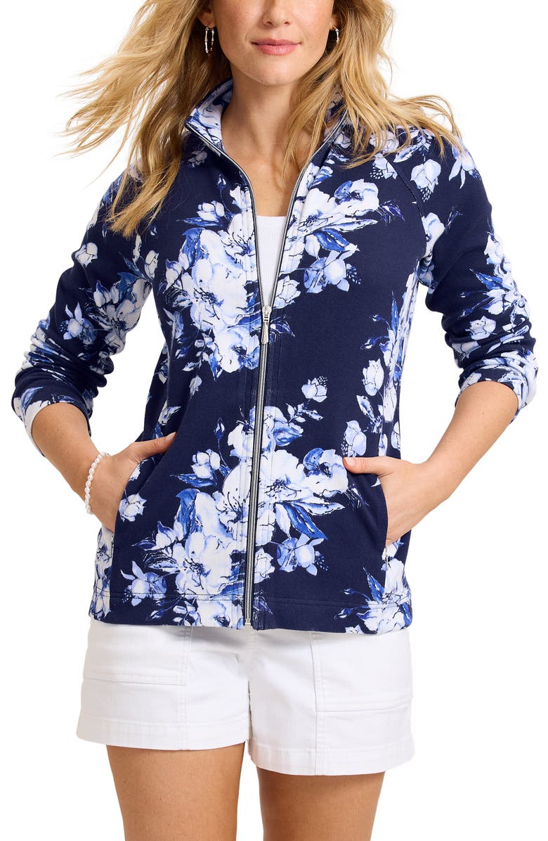 Tommy Bahama Aruba Floral Full-Zip Sweatshirt, Main, color, 