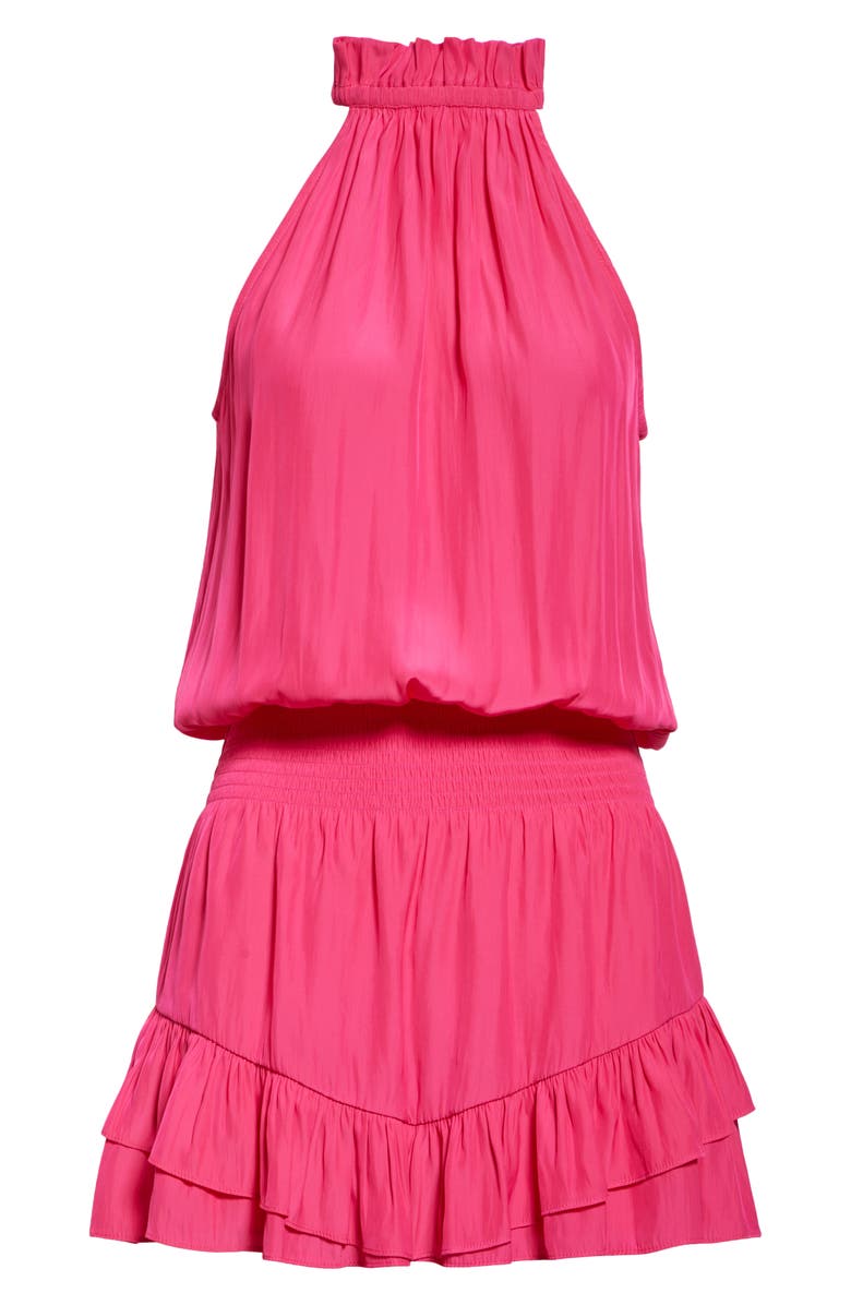 Ramy Brook Naya Tiered Halter Minidress, Alternate, color, Pink Petunia