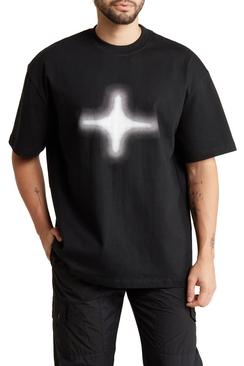 T-Star Half Tone Graphic T-Shirt, Main, color, BLACK