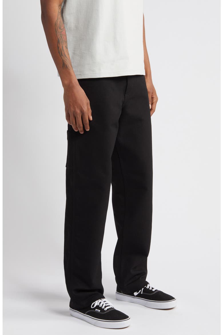 Single Knee Organic Cotton Canvas Straight Leg Pants, Alternate, color, BLACK RIGID