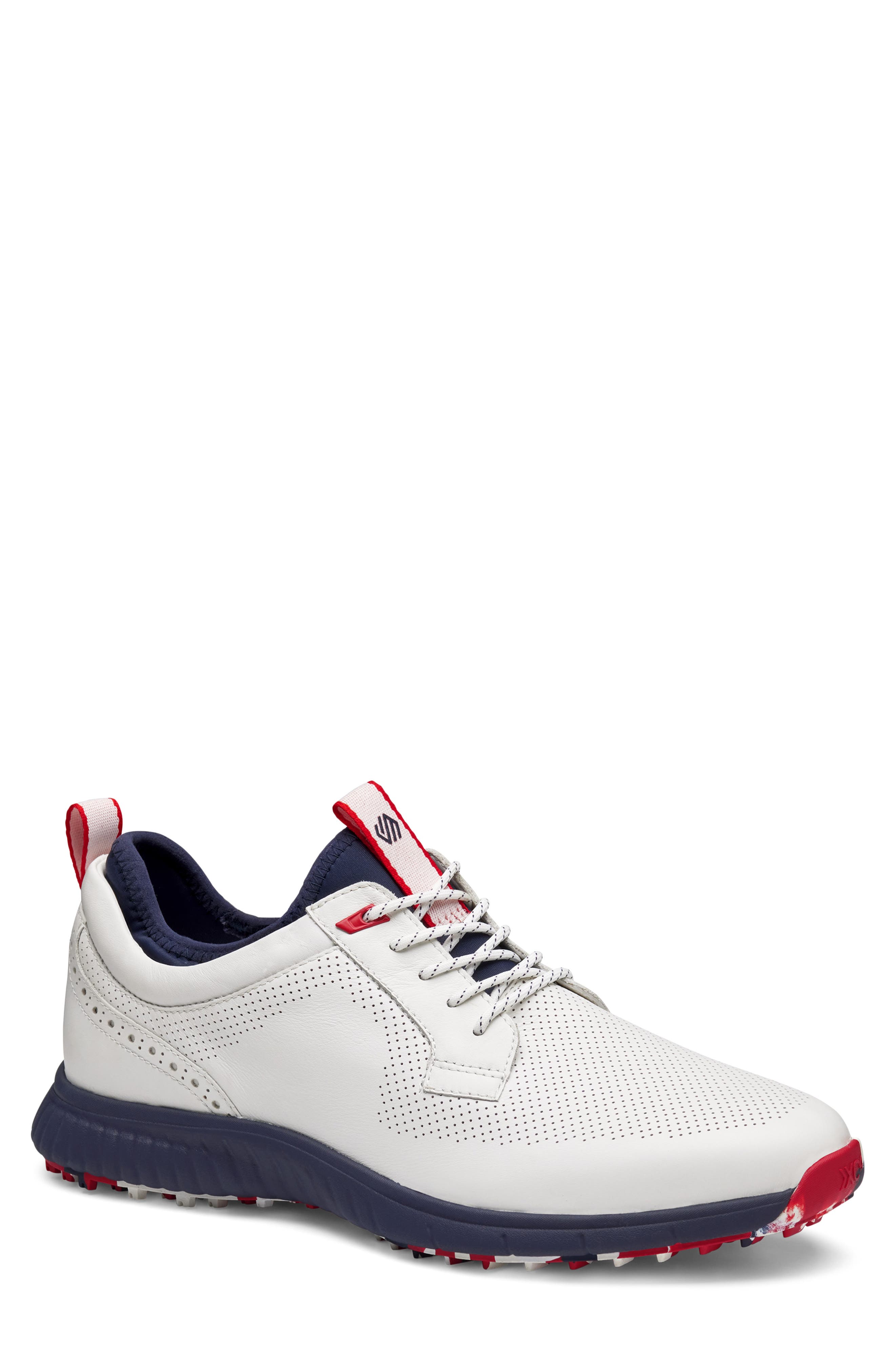 Johnston & Murphy H6 Luxe Waterproof Sneaker, Main, color, White/ Navy Waterproof