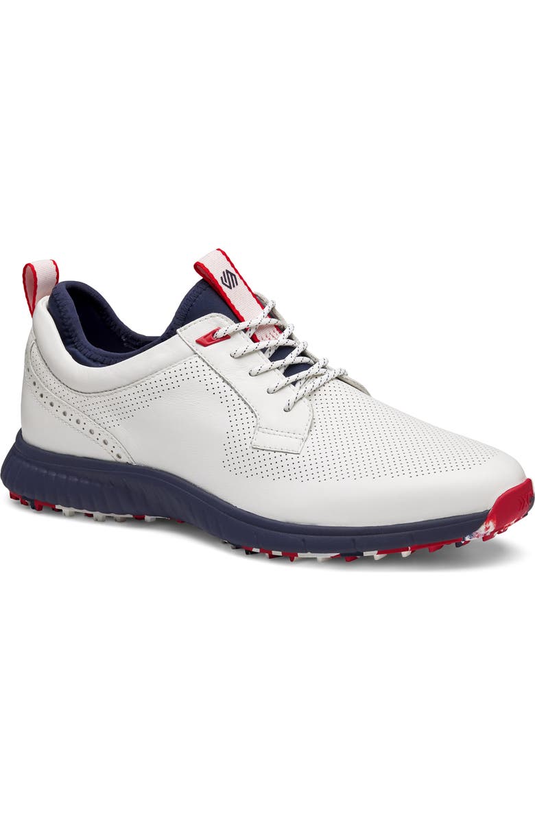Johnston & Murphy H6 Luxe Waterproof Sneaker, Main, color, White/ Navy Waterproof