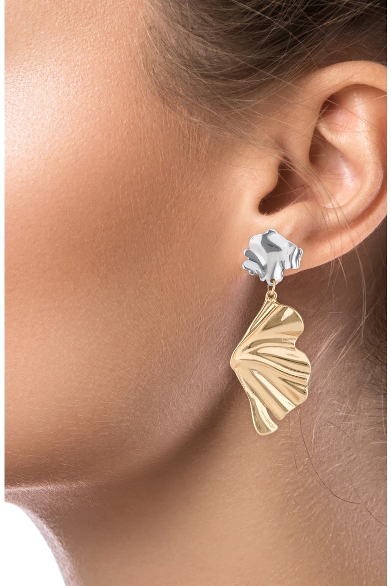 Two-Tone Sculptural Fan Drop Earrings (Nordstrom Exclusive), Alternate, color, GOLD/ SILVER