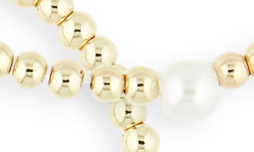 Nordstrom Rack Set Of 3 Faux Pearl Beaded Stretch Bracelets In Gold