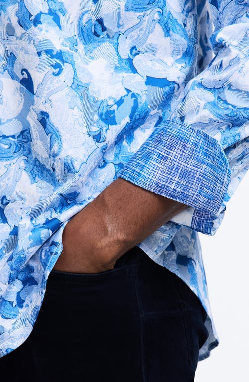 Robert Graham Baskerville Koi Print Stretch Cotton Button-up Shirt In Blue