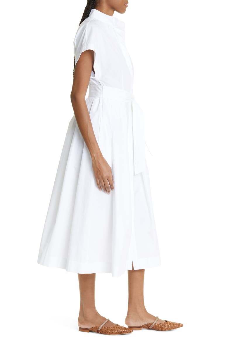Belted Cotton Poplin Shirtdress, Alternate, color, 01- WHITE