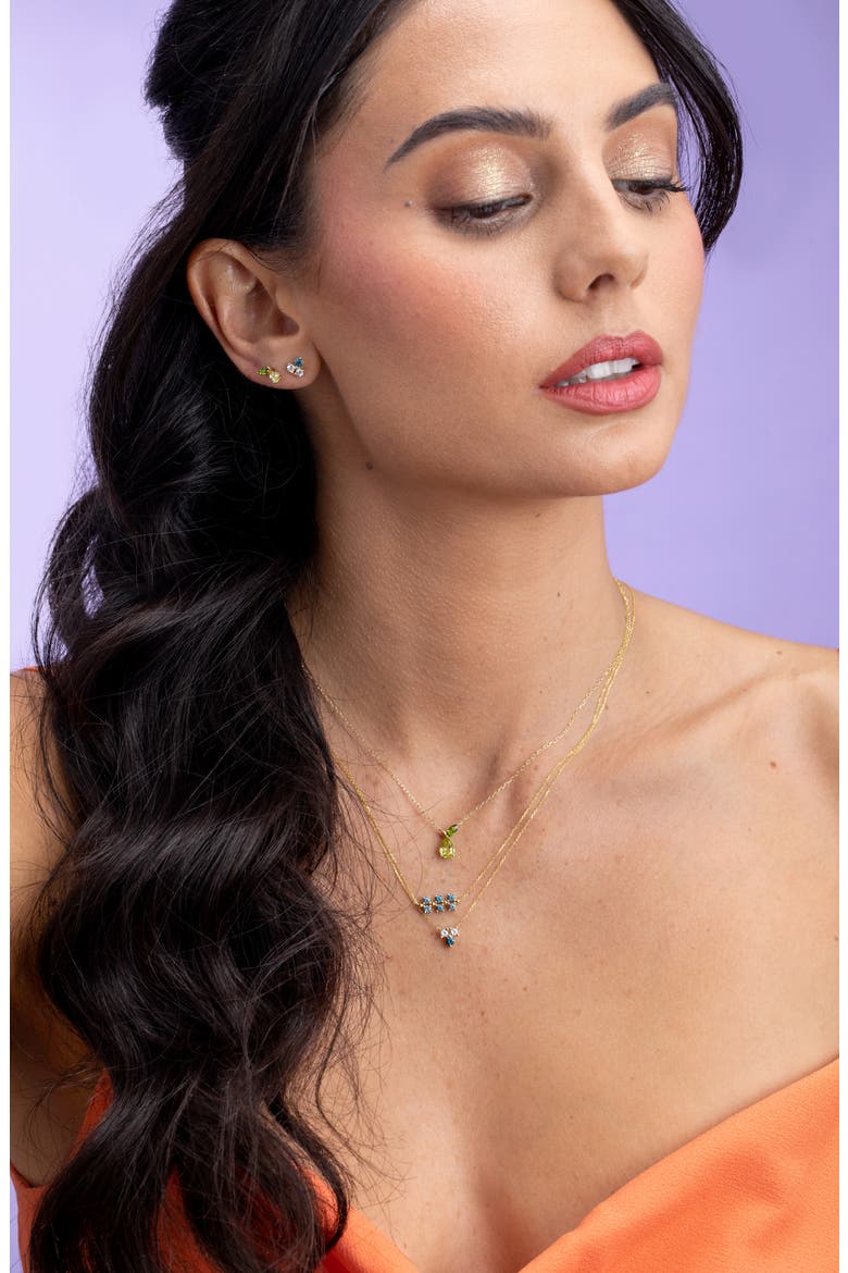 Three-Row Semiprecious Stone Pendant (Nordstrom Exclusive), Alternate, color, 14K YG LONDON BLUE TOPAZ
