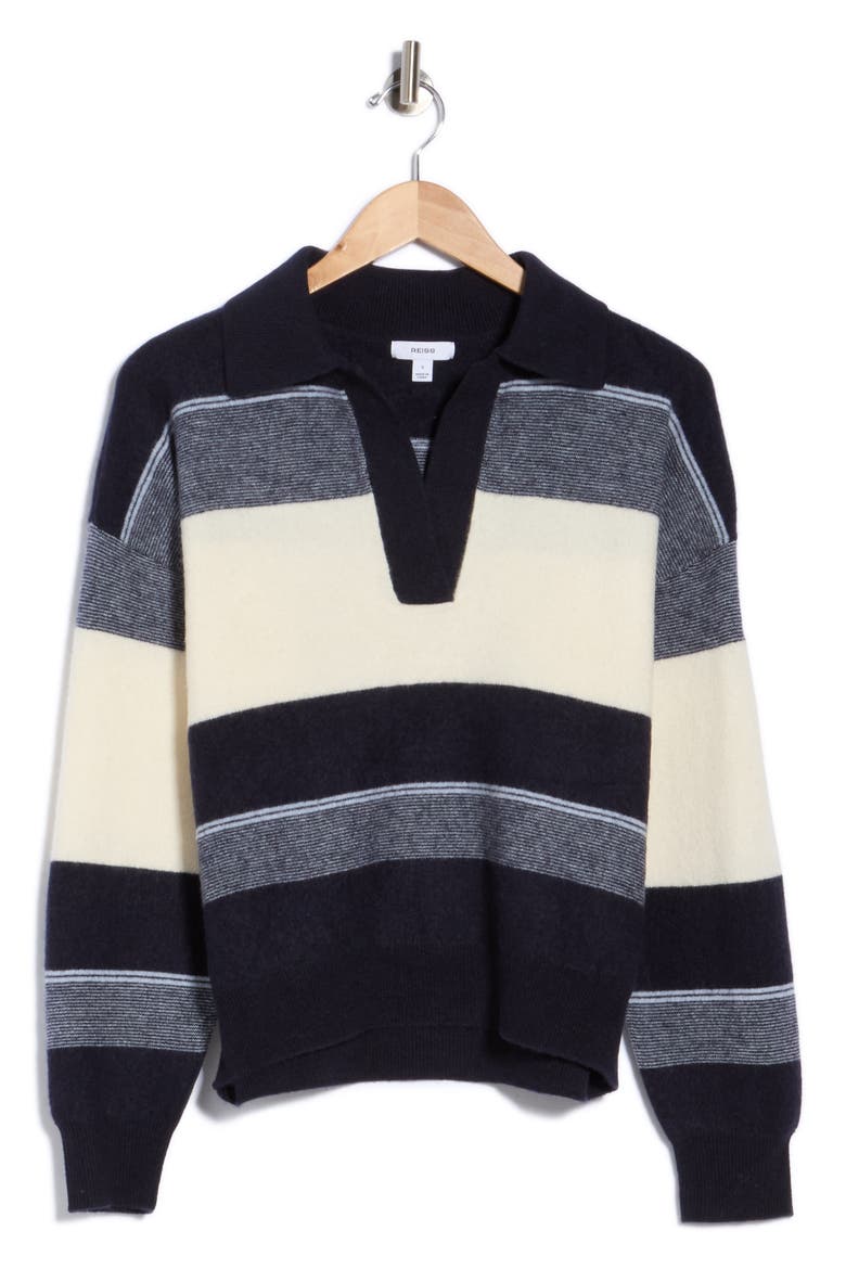 Simmy Stripe Wool & Cashmere Sweater, Main, color, NAVY/ CREAM