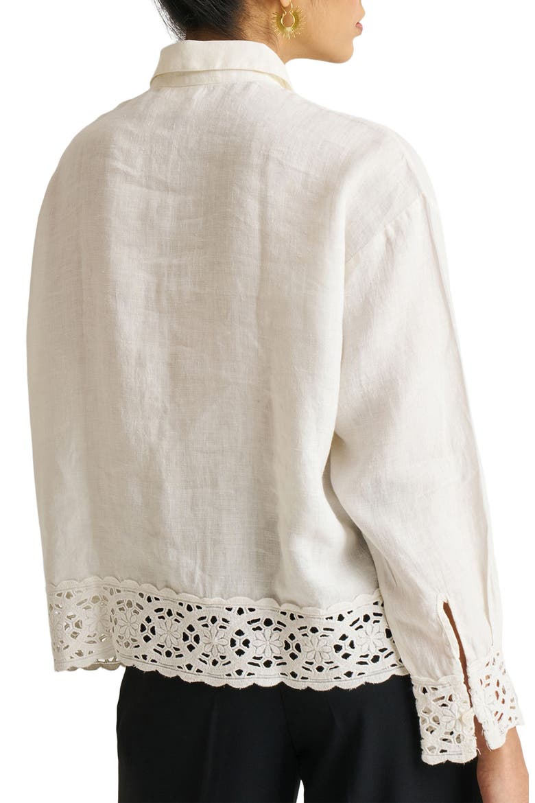 Women's Button-down with Lace Shirt Off-White Medium, Alternate, color, Off-White