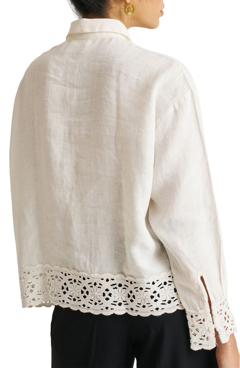 Reistor Women's Button-down with Lace Shirt Off-White X Small, Alternate, color, Off-White