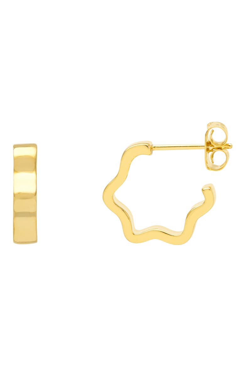 Flat Wave Hoop Earrings, Main, color, GOLD