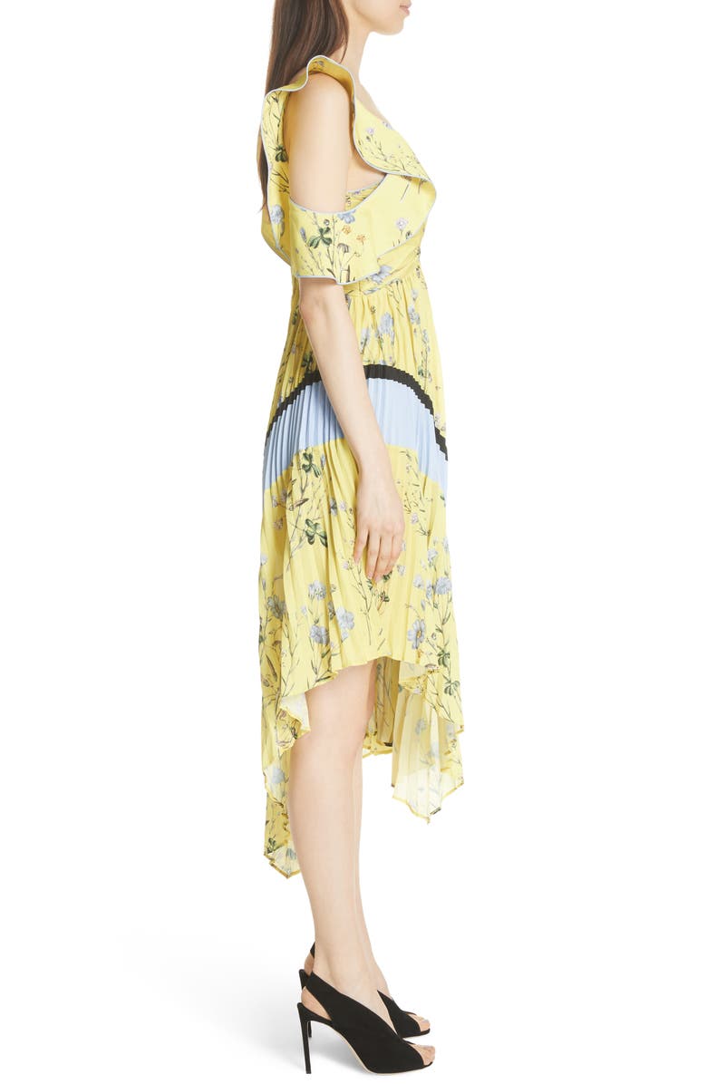 Self-Portrait Floral Pleated Asymmetrical Dress, Alternate, color, 