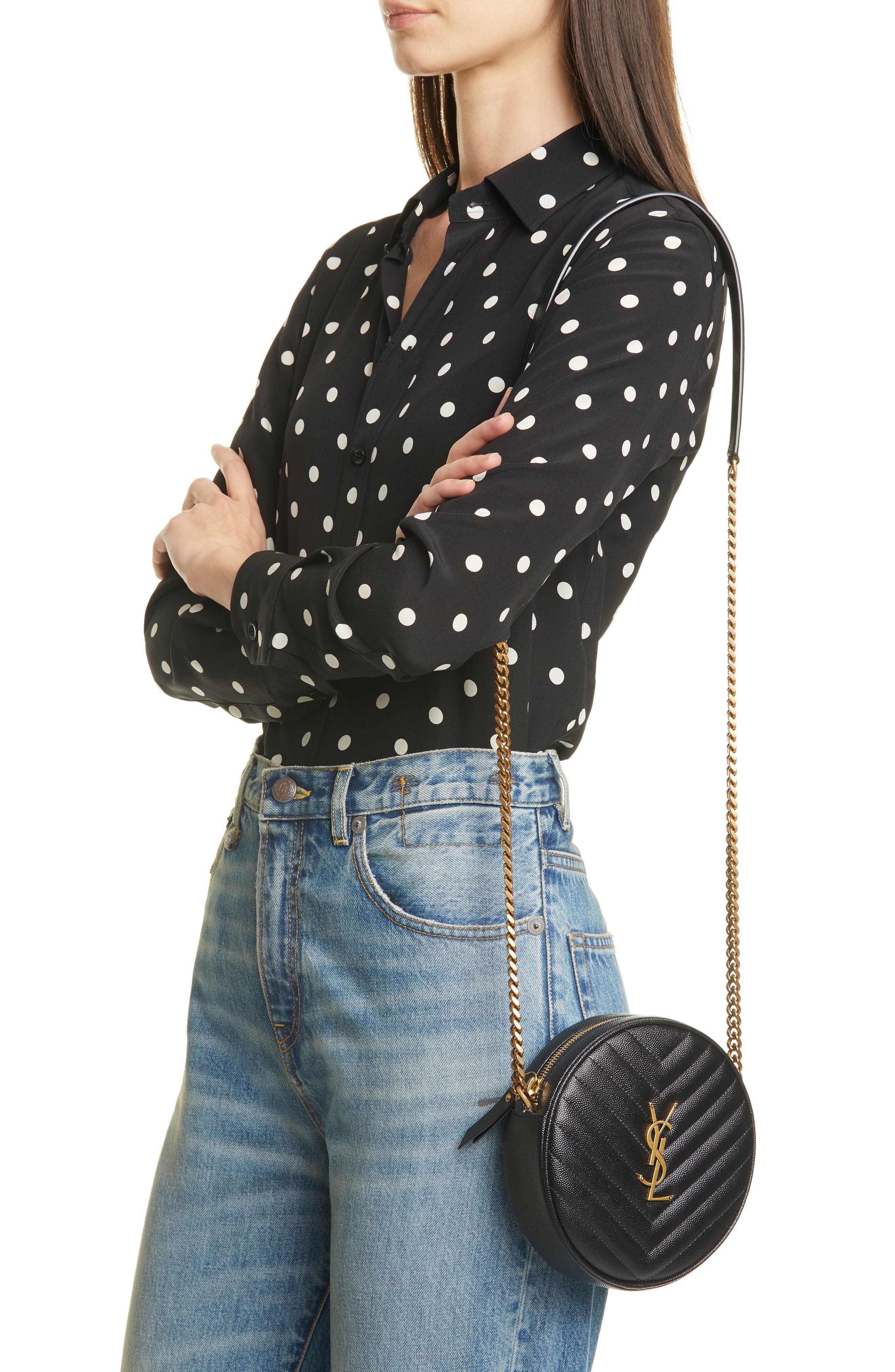 Saint Laurent Vinyle Matelassé Leather Crossbody Bag, Alternate, color, 