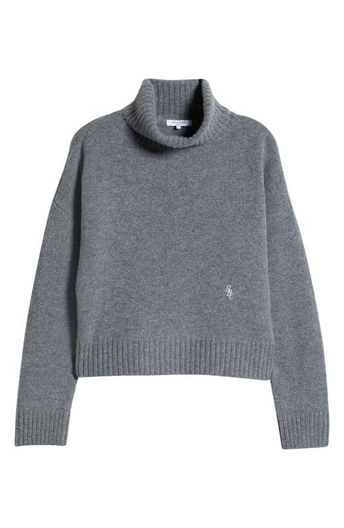 Shop Sporty And Rich Sporty & Rich Src Embroidered Wool Turtleneck Sweater In Heather Gray