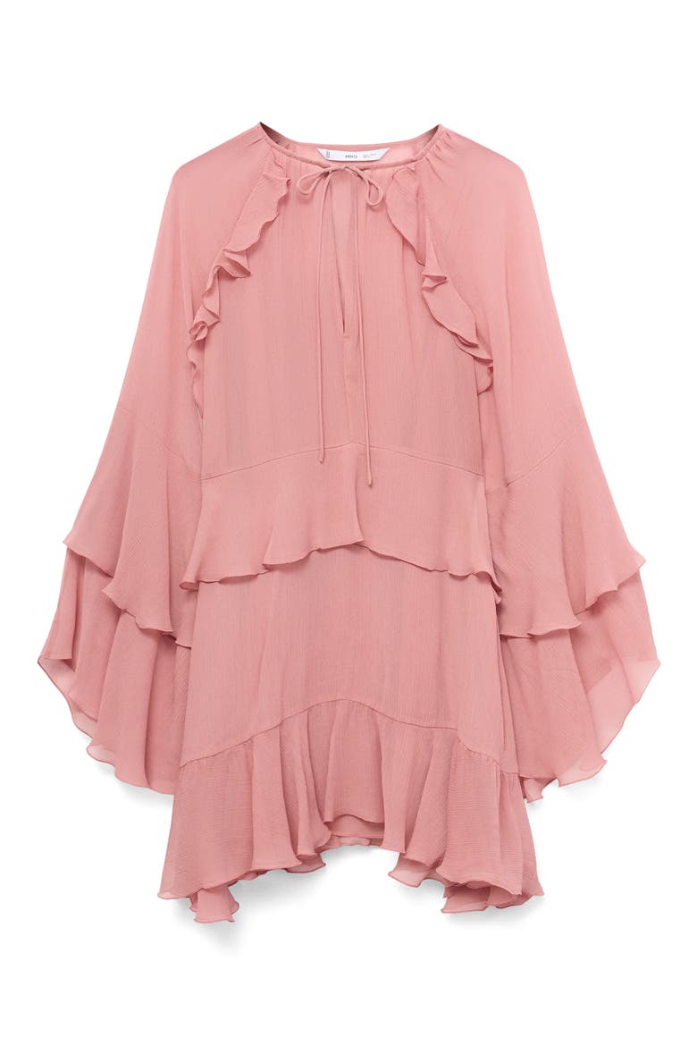 Ruffle Long Sleeve Dress, Alternate, color, PINK