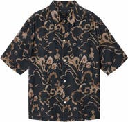 AllSaints Fortune Linen & Cotton Short Sleeve Button-Up Shirt