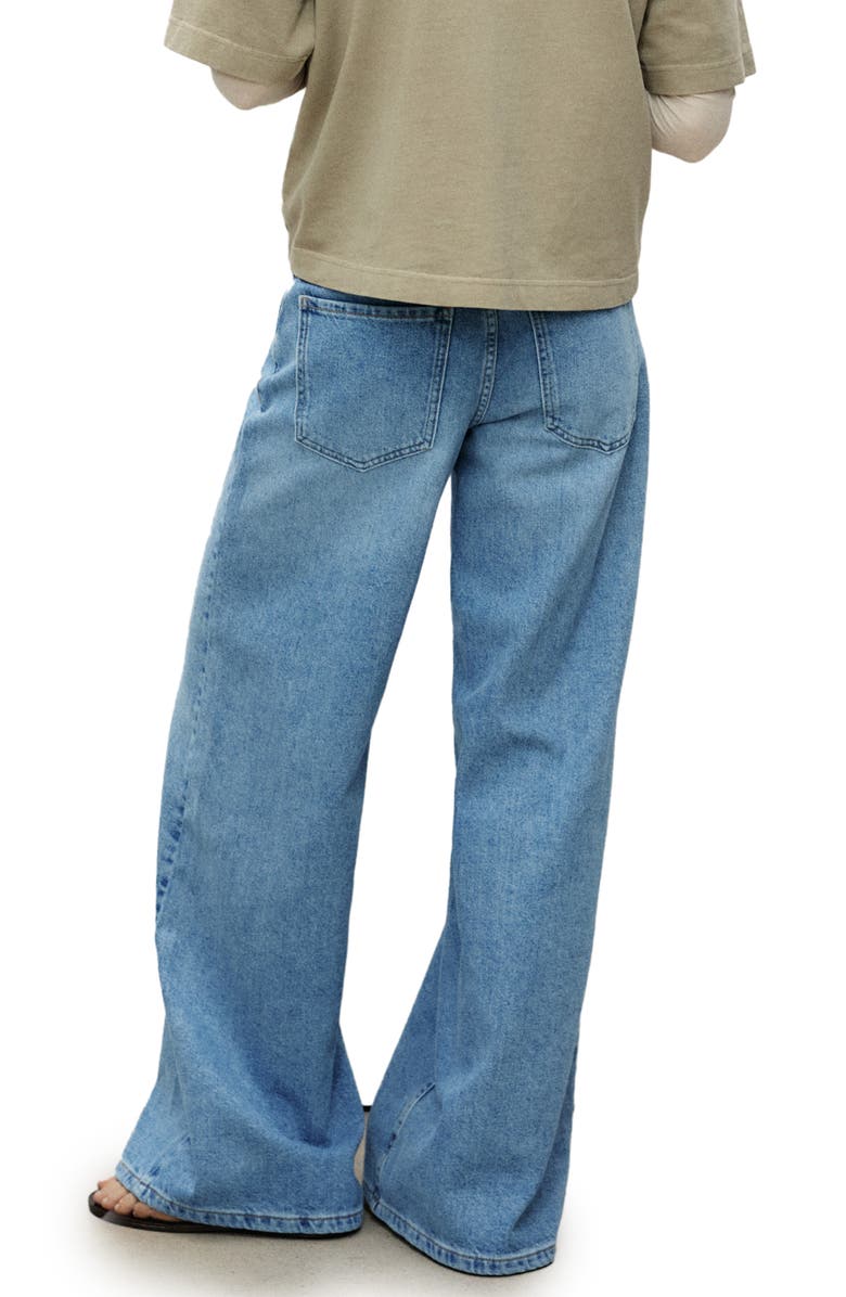 MANGO Tie Waist Wide Leg Jeans, Alternate, color, Medium Blue