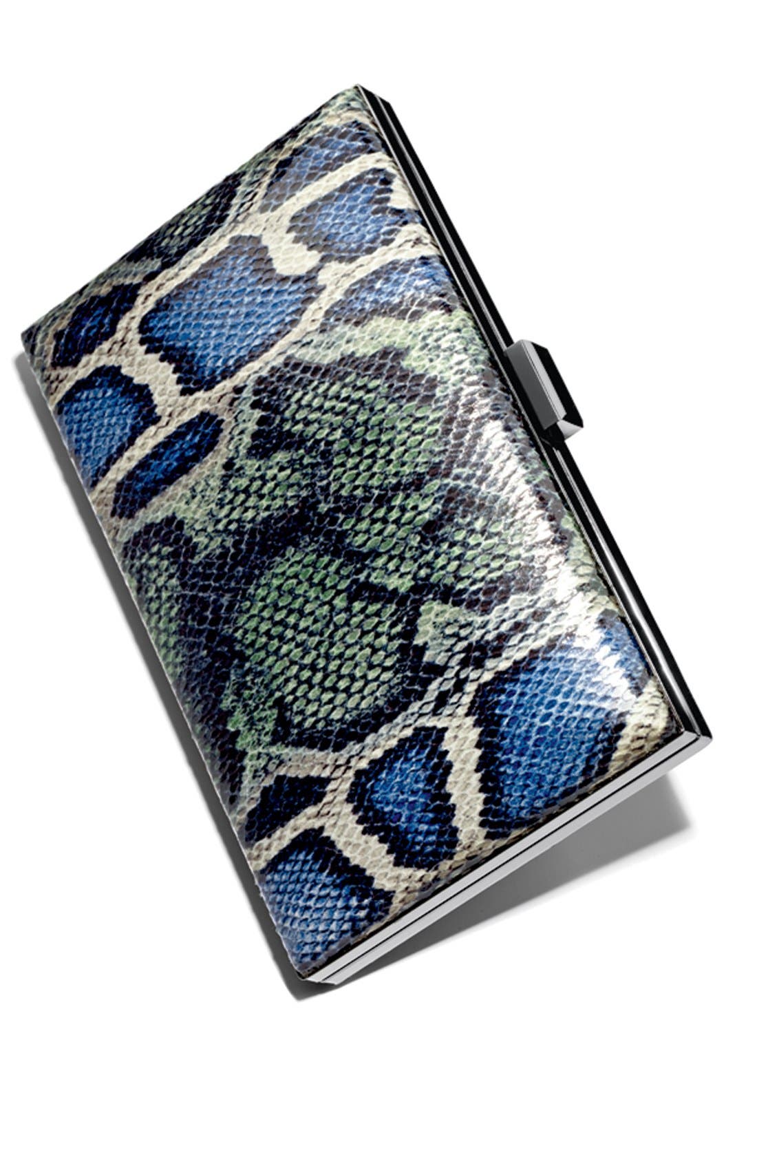 Sondra Roberts Snake Print Clutch, Alternate, color, 