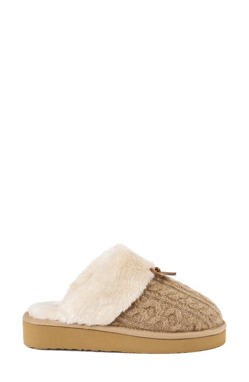 Minnetonka Flurry Faux Fur Trim Scuff Slipper In Brown