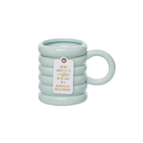 Totalee Gift Addicted To Coffee Teal Ribbed Mug Ceramic Blue 22 oz