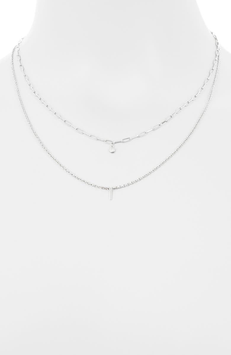 MESHMERISE Diamond Initial Charm Necklace, Alternate, color, White-I