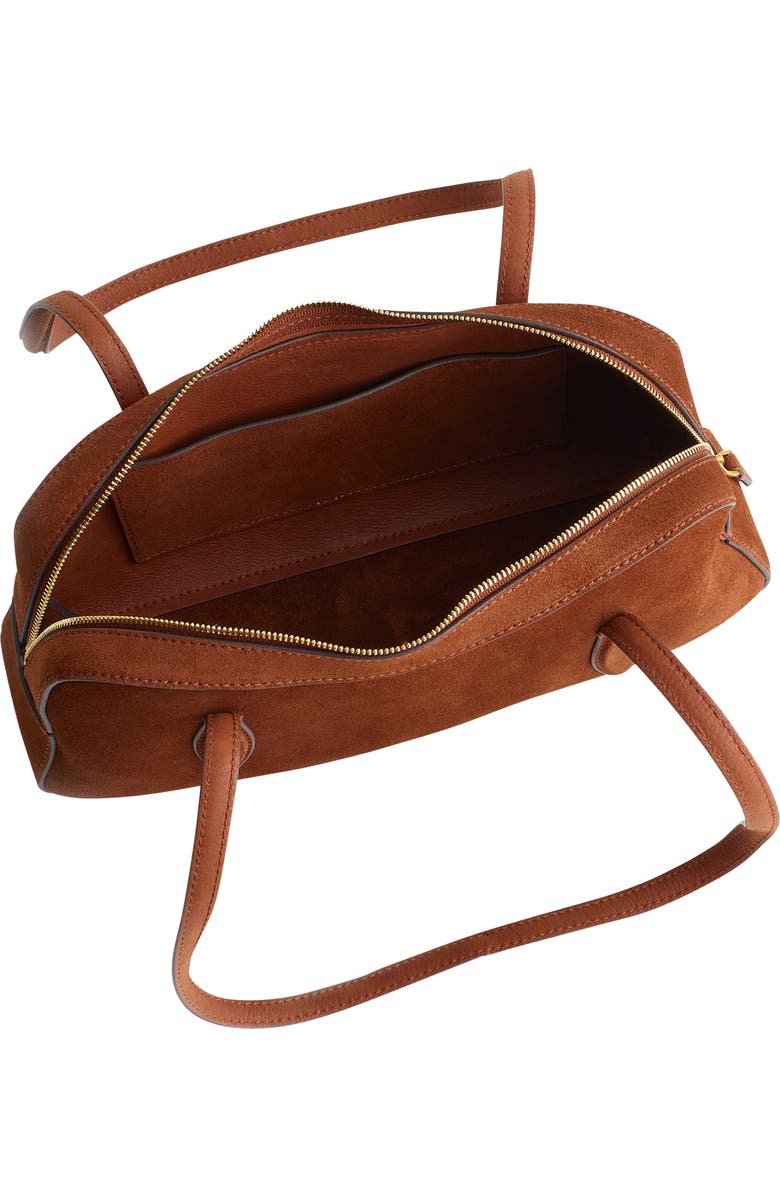 Madewell The Top Zip Suede Shoulder Bag, Alternate, color, Soft Mahogany